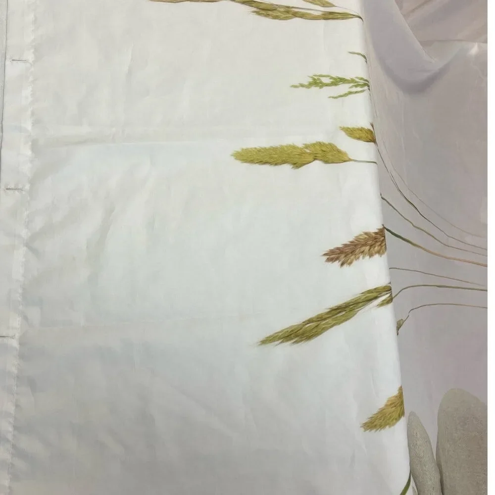 Zen Polished Stones Wheatgrass Pond Water Standard Fabric Shower Curtain